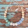 Crochet and Wood Bead Nursing Necklace - Blue/White/Mint Green - Teething Necklace - Nature Bubz - Afterpay - Zippay Carry Them Close