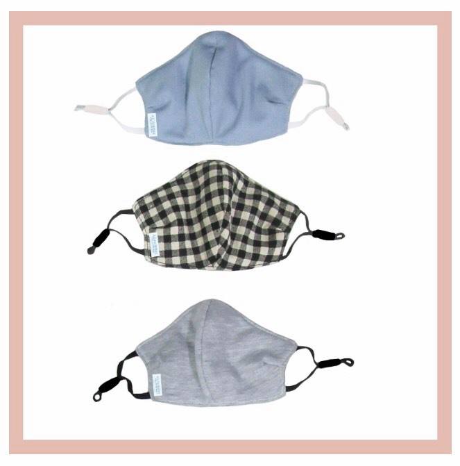 Alimrose - Face Mask - 3 layer Cotton Linen - Blue Grey (Adult)