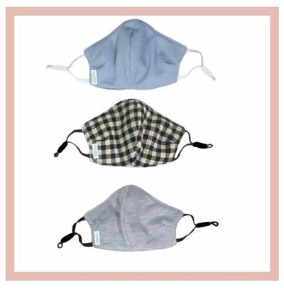 Alimrose - Face Mask - 3 layer Cotton Linen - Black Check (Kids 6-16yrs)