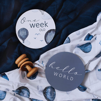 Snuggle Hunny Kids - Milestone Cards - Cloud Chaser & Indigo Reversible