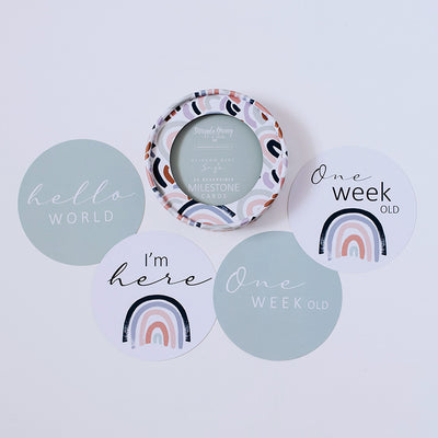 Snuggle Hunny Kids - Milestone Cards - Rainbow Baby & Sage Reversible