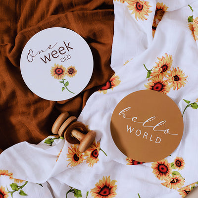 Snuggle Hunny Kids - Milestone Cards - Sunflower & Bronze Reversible