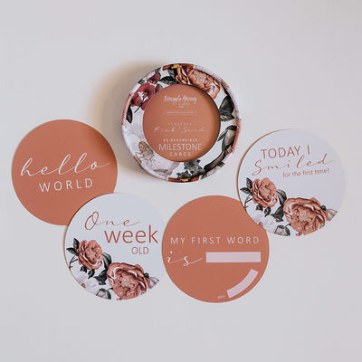 Snuggle Hunny Kids - Milestone Cards - Florence & Pink Sand Reversible