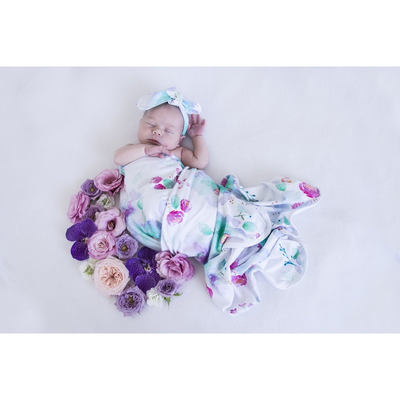 Snuggle Hunny Kids - Jersey Baby Wrap Swaddle & Topknot (Set) - Sweet Petal
