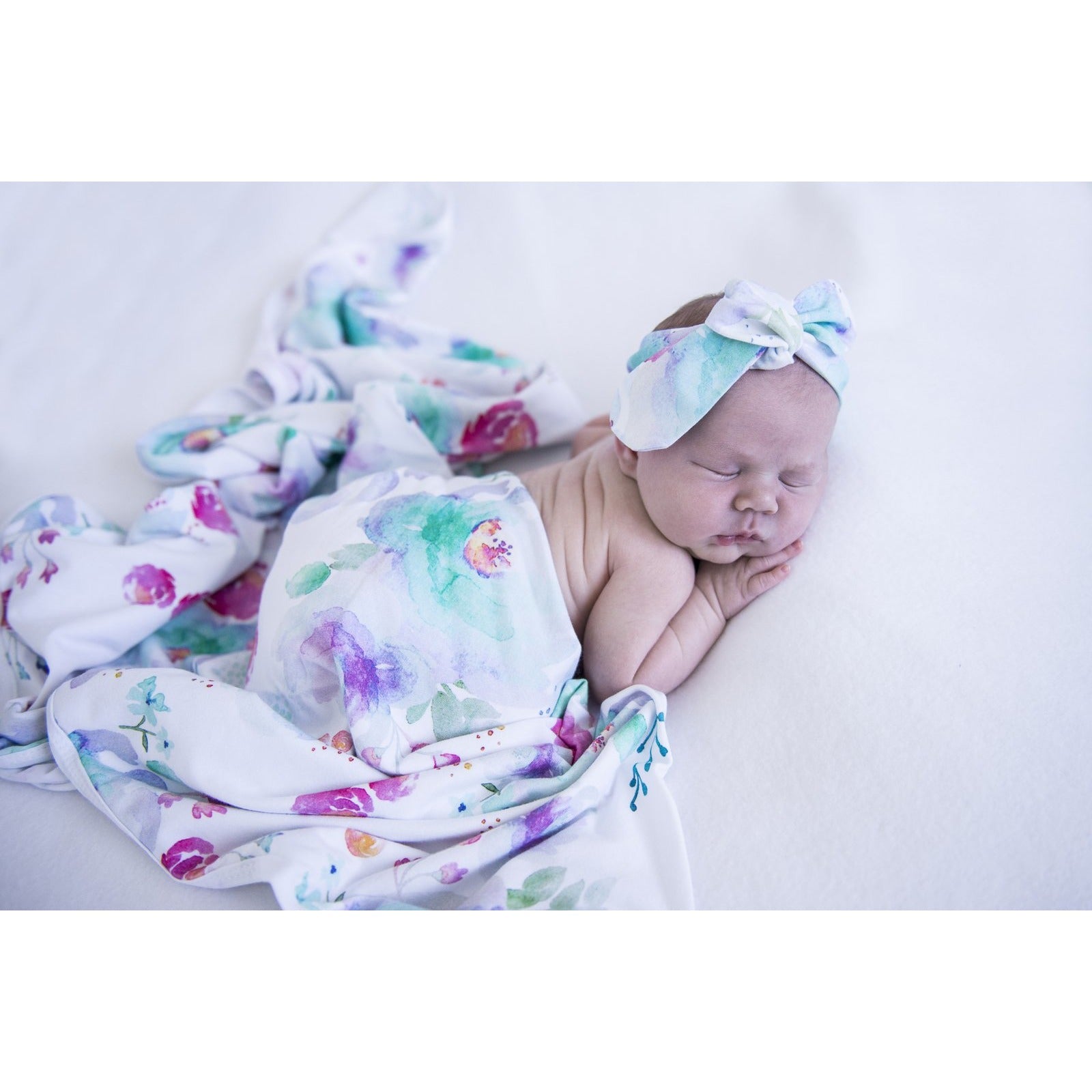 Snuggle Hunny Kids - Jersey Baby Wrap Swaddle & Topknot (Set) - Sweet Petal