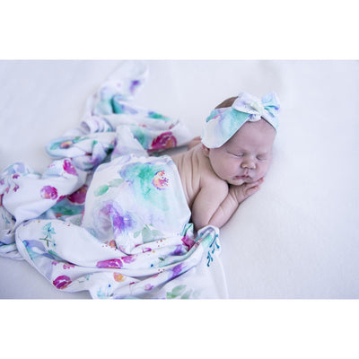 Snuggle Hunny Kids - Jersey Baby Wrap Swaddle & Topknot (Set) - Sweet Petal