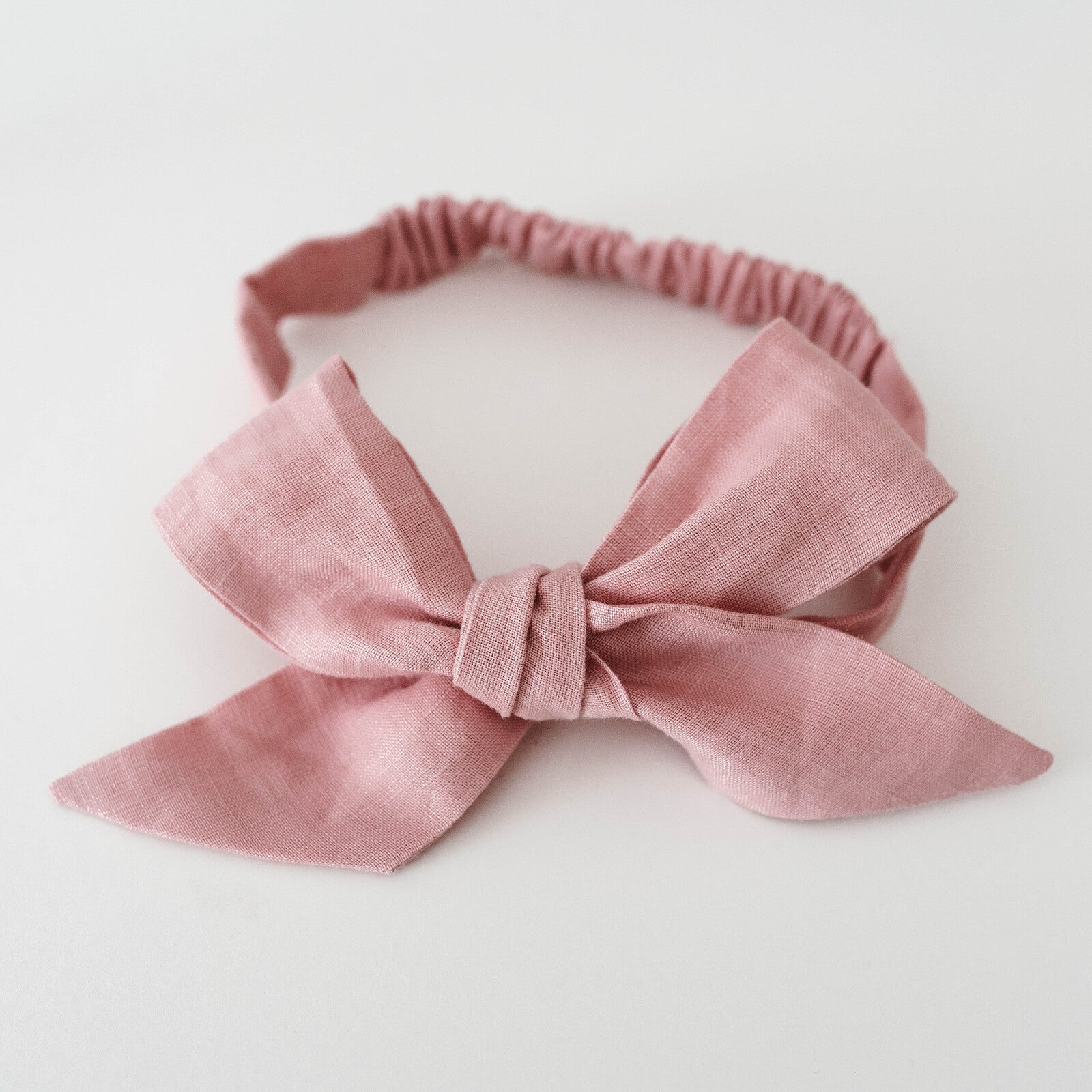 Snuggle Hunny Kids - Linen Bow Pre-Tied Headband Wrap - Dusty Pink