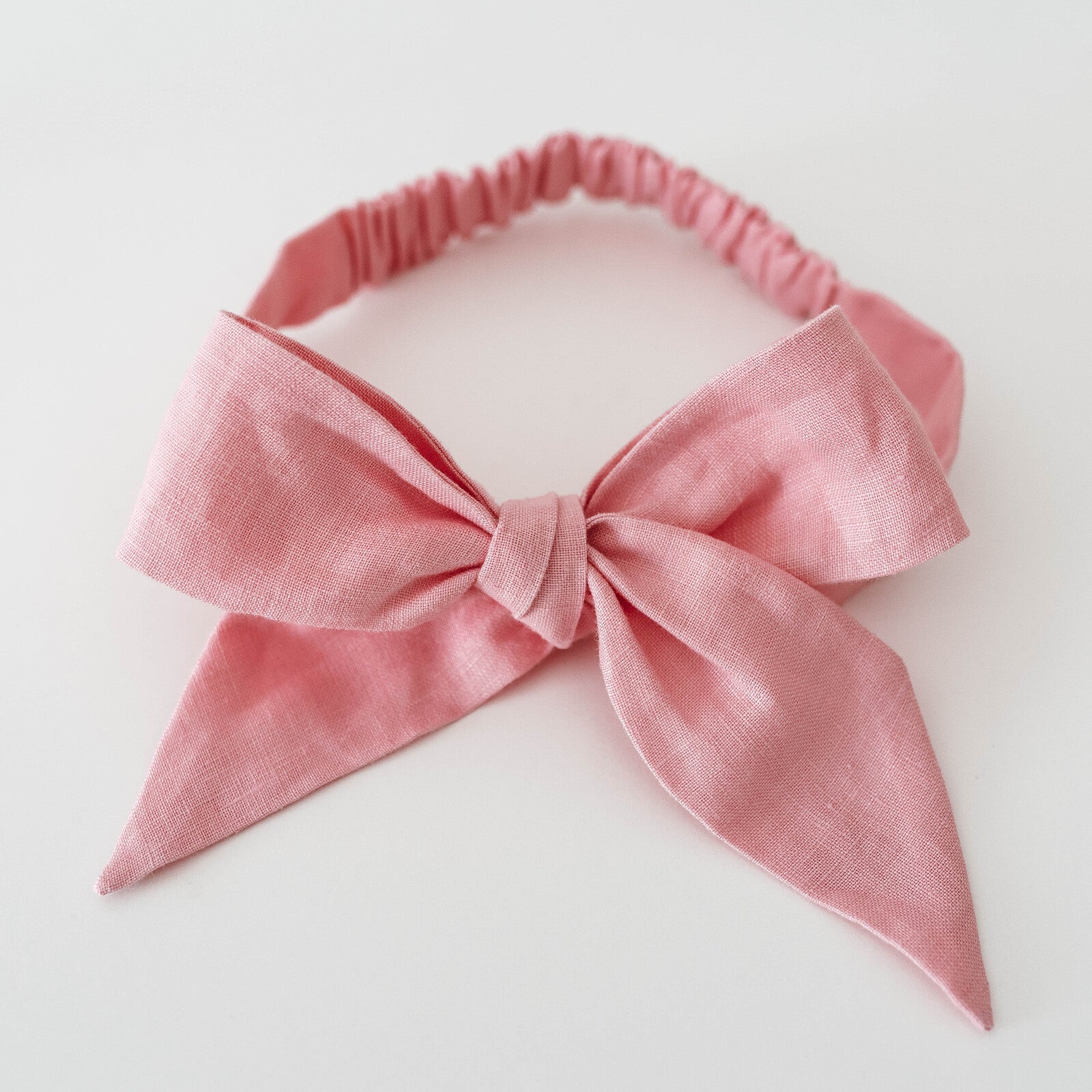 Snuggle Hunny Kids - Linen Bow Pre-Tied Headband Wrap - Baby Pink