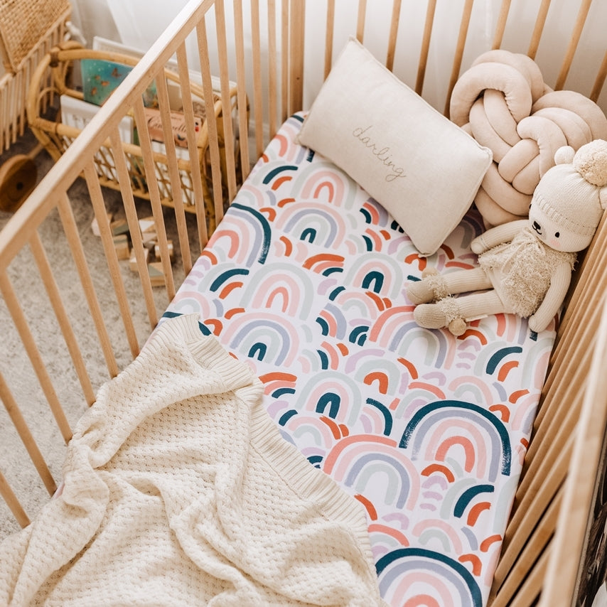 Snuggle Hunny Kids - Fitted Cot Sheet - Rainbow Baby
