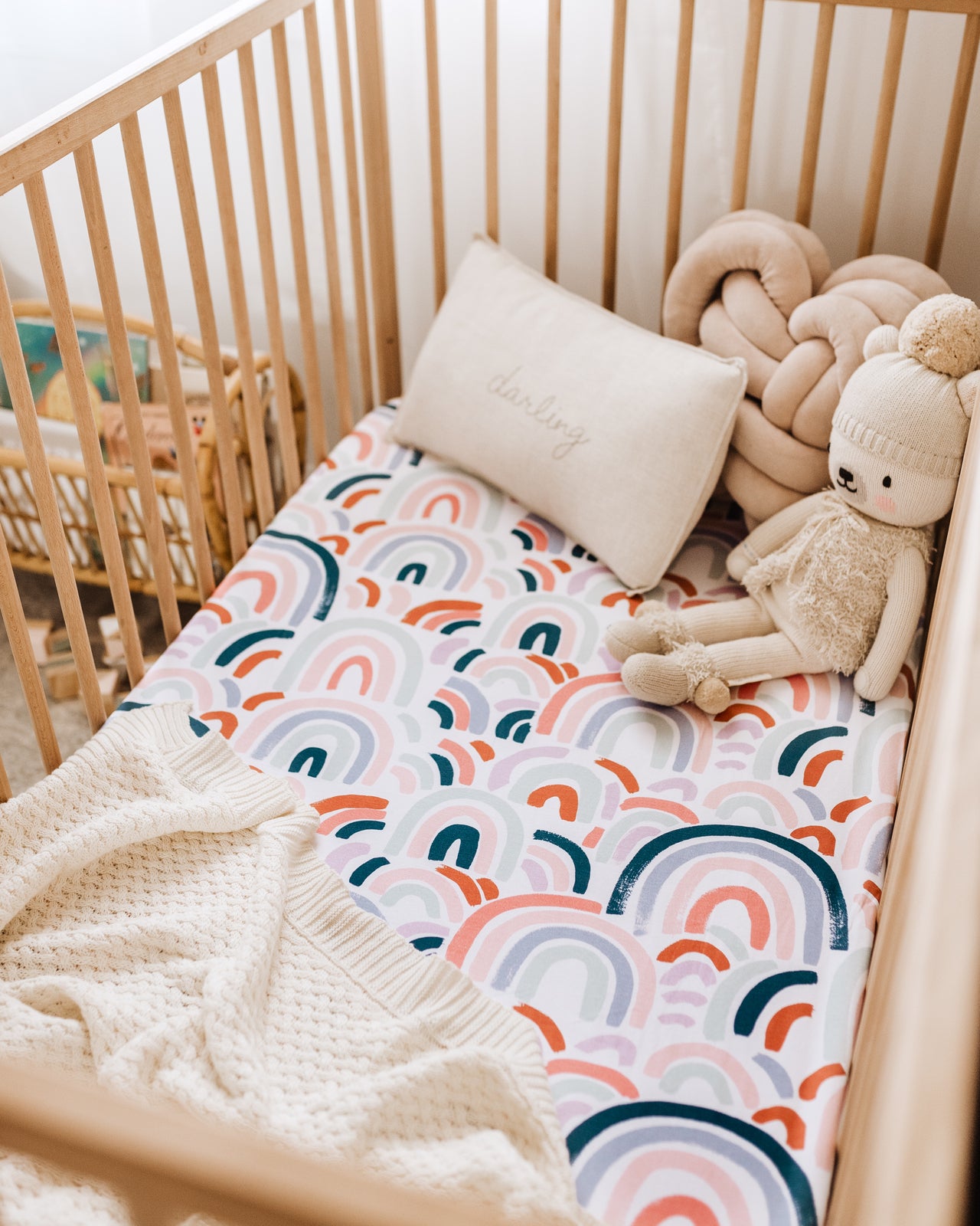 Snuggle Hunny Kids - Fitted Cot Sheet - Rainbow Baby