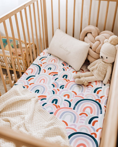 Snuggle Hunny Kids - Fitted Cot Sheet - Rainbow Baby