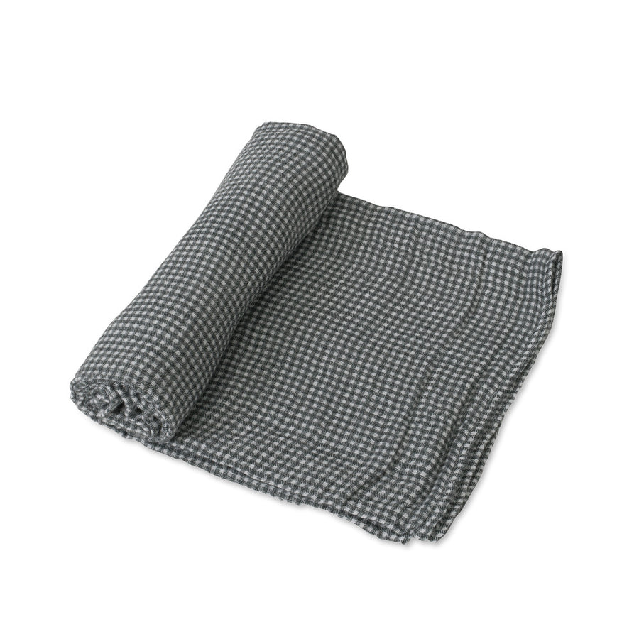 Little Unicorn - Cotton Muslin Baby Swaddle - Navy Micro Gingham