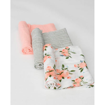 Little Unicorn - Cotton Muslin Baby Swaddle (Set 3) - Garden Roses