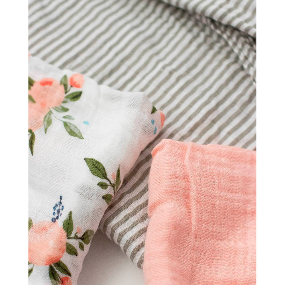 Little Unicorn - Cotton Muslin Baby Swaddle (Set 3) - Garden Roses