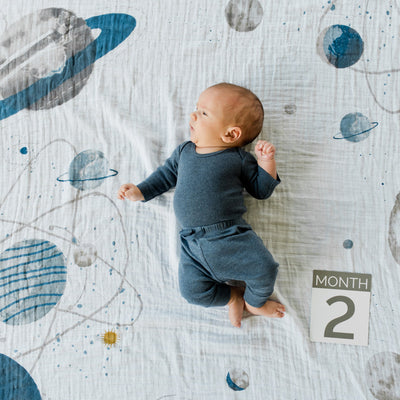 Little Unicorn - Photo Blanket Swaddle & Milestone Set - Planetary - Carry Them Close