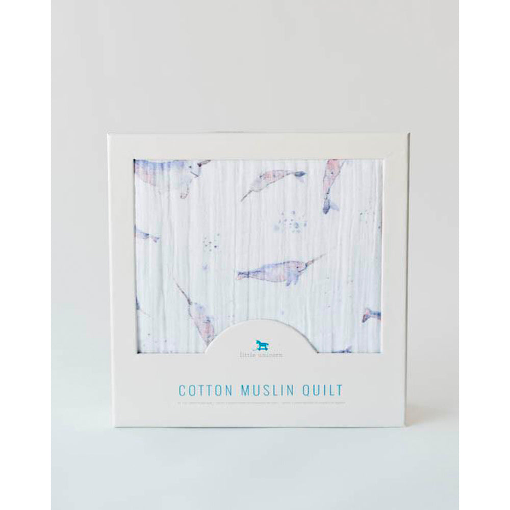 Little Unicorn - Muslin Quilt Blanket - Narwhal