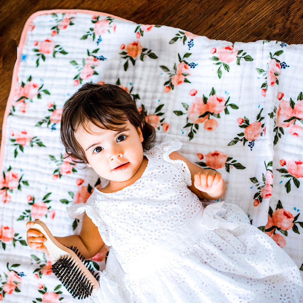 Little Unicorn - Muslin Quilt Blanket - Watercolour Roses