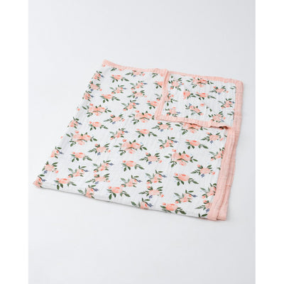 Little Unicorn - Cotton Muslin Quilt for Big Kids - Watercolour Roses