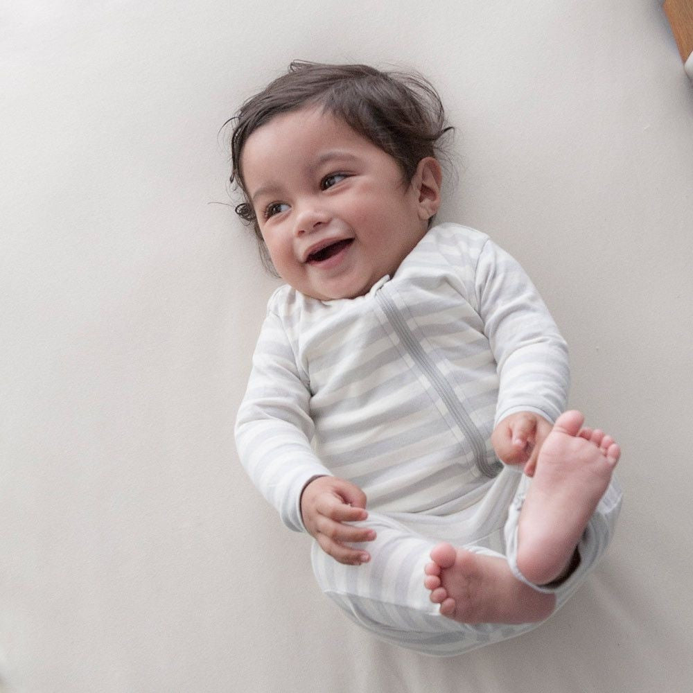 Woolbabe Sleep Suit Merino Wool/Cotton - Pebble - Clothing - Woolbabe - Afterpay - Zippay Carry Them Close