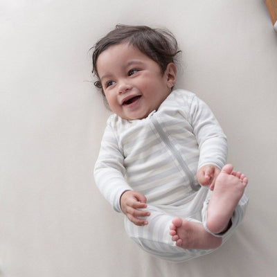 Woolbabe Sleep Suit Merino Wool/Cotton - Pebble - Clothing - Woolbabe - Afterpay - Zippay Carry Them Close