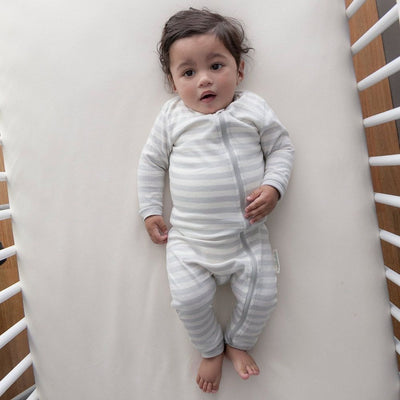 Woolbabe Sleep Suit Merino Wool/Cotton - Pebble - Clothing - Woolbabe - Afterpay - Zippay Carry Them Close