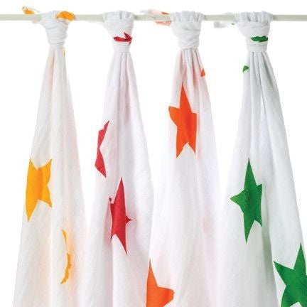 Aden and Anais - Classic Swaddles - Super Star (4 Pack) - swaddle - Aden and Anais - Afterpay - Zippay Carry Them Close