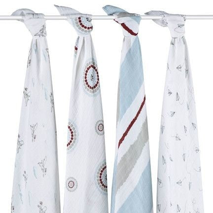 Aden and Anais - Classic Swaddles - Liam the Brave (4 Pack) - swaddle - Aden and Anais - Afterpay - Zippay Carry Them Close