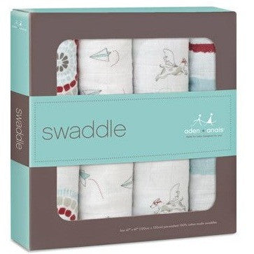 Aden and Anais - Classic Swaddles - Liam the Brave (4 Pack) - swaddle - Aden and Anais - Afterpay - Zippay Carry Them Close