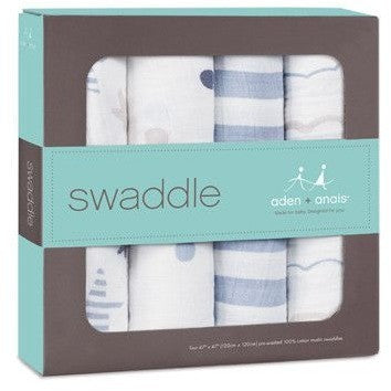 Aden and Anais - Classic Swaddles - Rock Star (4 Pack) - swaddle - Aden and Anais - Afterpay - Zippay Carry Them Close