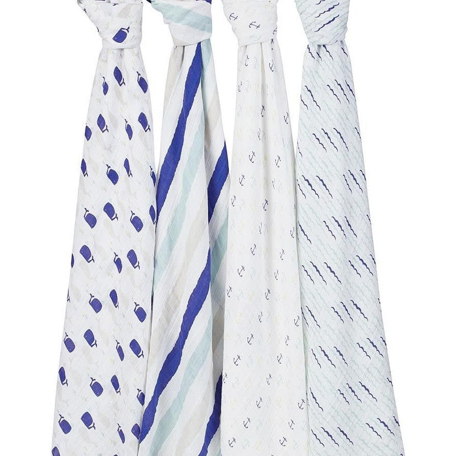 Aden and Anais - Classic Swaddles - High Seas (4 Pack) - swaddle - Aden and Anais - Afterpay - Zippay Carry Them Close