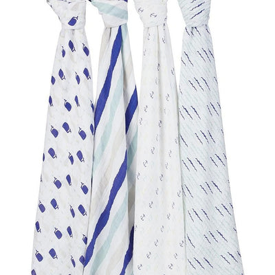 Aden and Anais - Classic Swaddles - High Seas (4 Pack) - swaddle - Aden and Anais - Afterpay - Zippay Carry Them Close