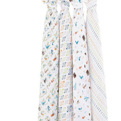 Aden and Anais - Classic Swaddles - Paper Tales (4 Pack) - swaddle - Aden and Anais - Afterpay - Zippay Carry Them Close