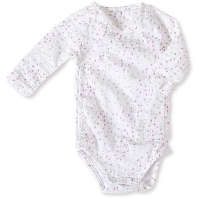 Long Sleeve kimono Bodysuit - Lovely Mini Hearts - Clothing - Aden and Anais - Afterpay - Zippay Carry Them Close