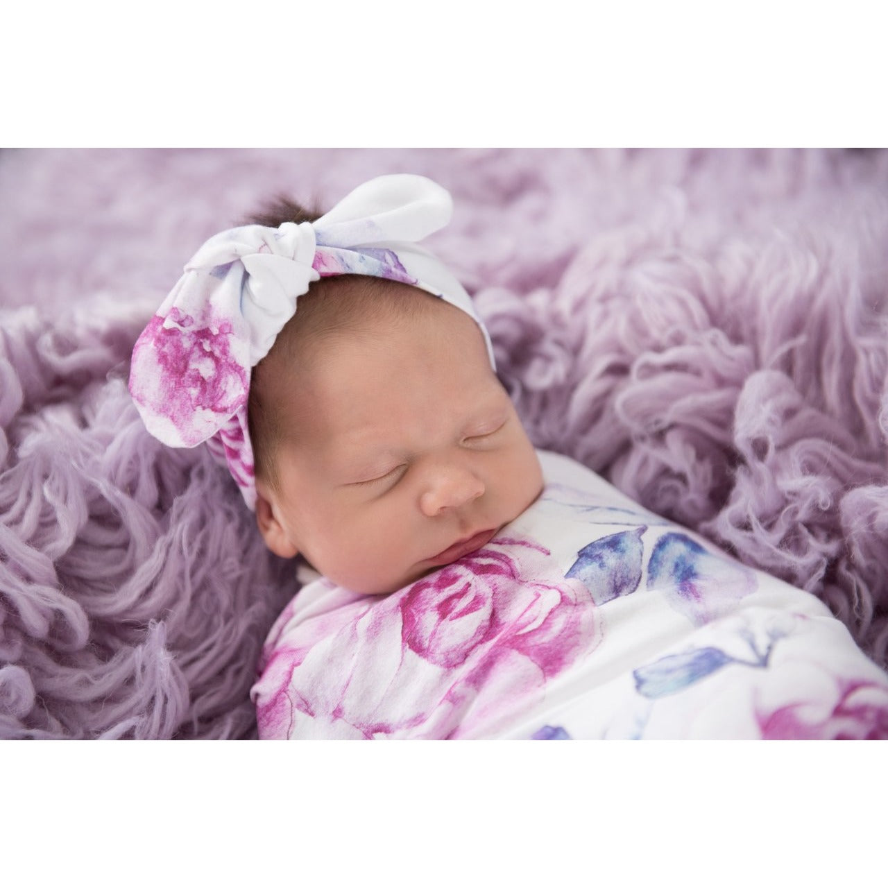 Snuggle Hunny Kids - Jersey Baby Wrap Swaddle & Topknot (Set) - Lilac Skies