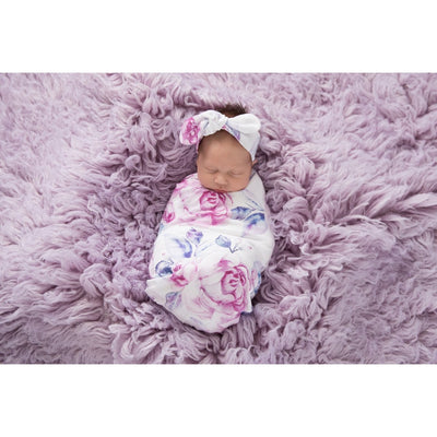 Snuggle Hunny Kids - Jersey Baby Wrap Swaddle & Topknot (Set) - Lilac Skies