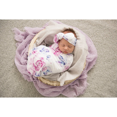 Snuggle Hunny Kids - Jersey Baby Wrap Swaddle & Topknot (Set) - Lilac Skies
