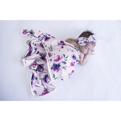 Snuggle Hunny Kids - Jersey Baby Wrap Swaddle & Topknot (Set) - Floral Kiss