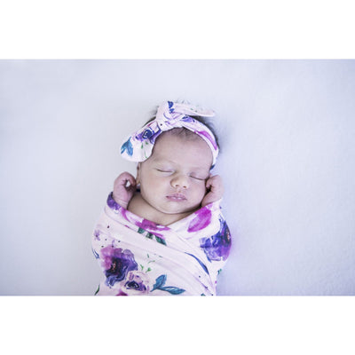 Snuggle Hunny Kids - Jersey Baby Wrap Swaddle & Topknot (Set) - Floral Kiss