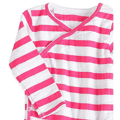 Long Sleeve kimono one-piece Sleepsuit - Shocking Pink Blazer Stripe - Clothing - Aden and Anais - Afterpay - Zippay Carry Them Close