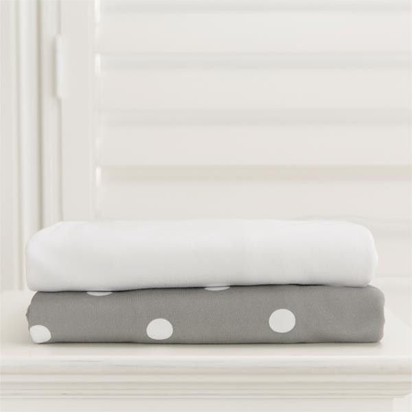 Lil Fraser - Cot Sheet 2 Piece Set (Grey with White Polkadot Fitted with White Flat) - Bedding - L'il Fraser - Afterpay - Zippay Carry Them Close
