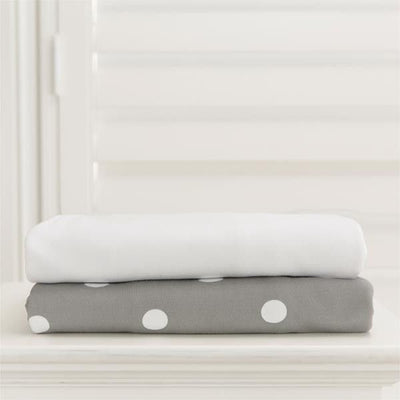 Lil Fraser - Cot Sheet 2 Piece Set (Grey with White Polkadot Fitted with White Flat) - Bedding - L'il Fraser - Afterpay - Zippay Carry Them Close