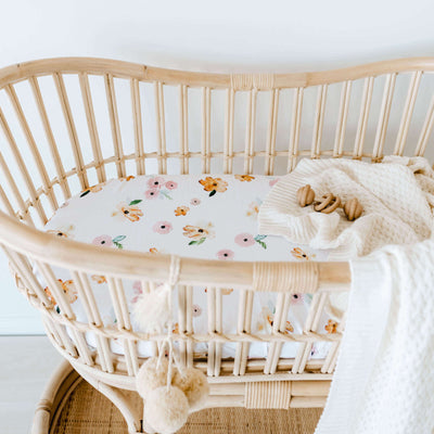 Snuggle Hunny Kids - Bassinet Fitted Sheet / Change Pad Cover - Poppy