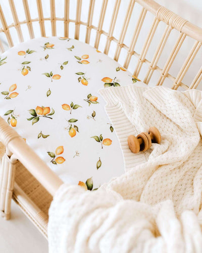 Snuggle Hunny Kids - Bassinet Fitted Sheet / Change Pad Cover - Lemon