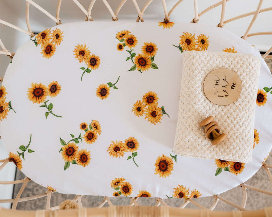Snuggle Hunny Kids - Bassinet Fitted Sheet / Change Pad Cover - Sunflower