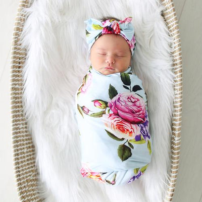 Posh Peanut - Bamboo Baby Swaddle Set - Country Rose
