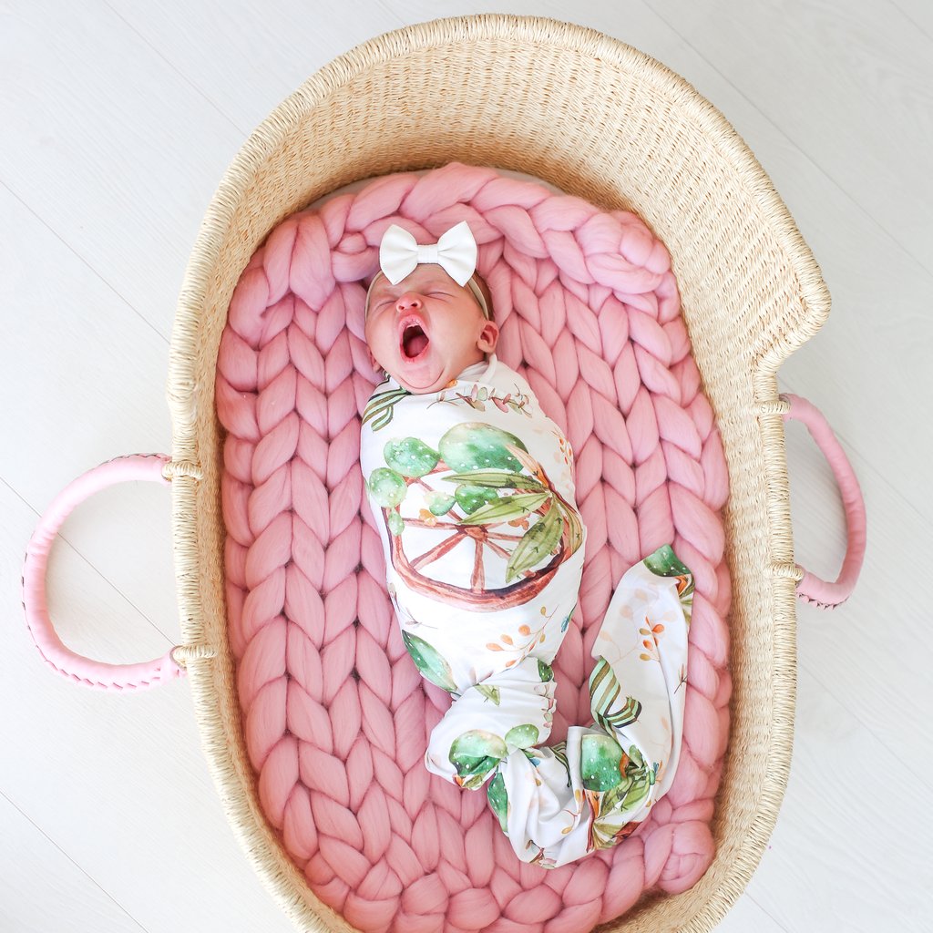 Posh Peanut - Bamboo Baby Swaddle Set - Cactus & Wooden Wheel
