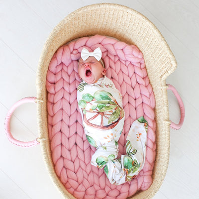 Posh Peanut - Bamboo Baby Swaddle Set - Cactus & Wooden Wheel