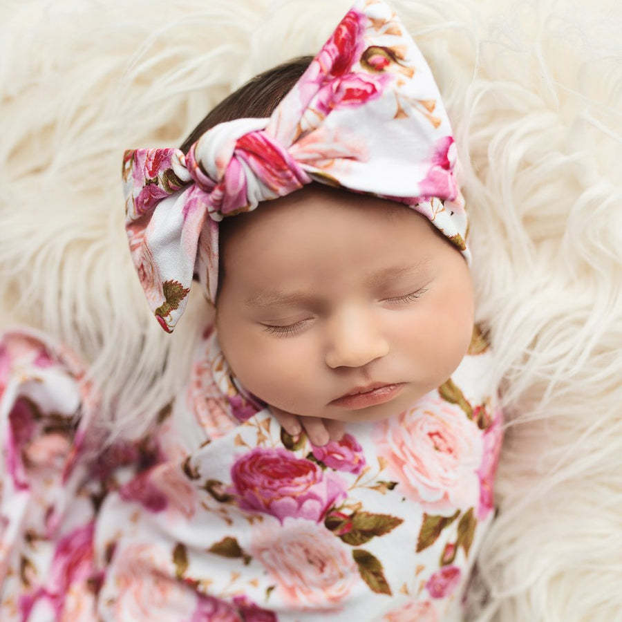 Posh Peanut - Bamboo Baby Swaddle Set - Pink Rose