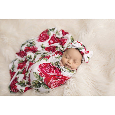 Bamboo Baby Swaddle Set - Dolce Red Rose - Swaddle - Posh Peanut - Afterpay - Zippay Carry Them Close