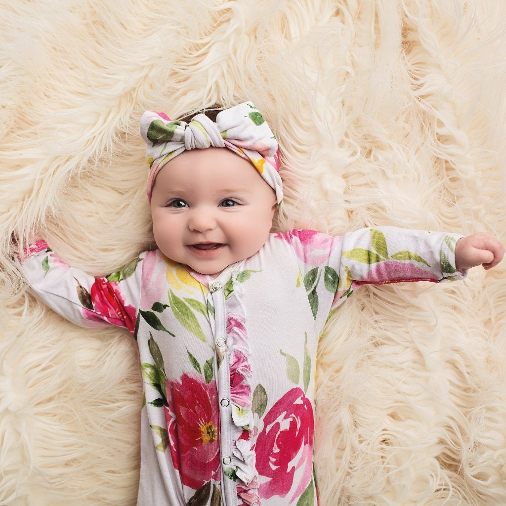 Posh Peanut Bamboo Romper - Watercolour Bloom